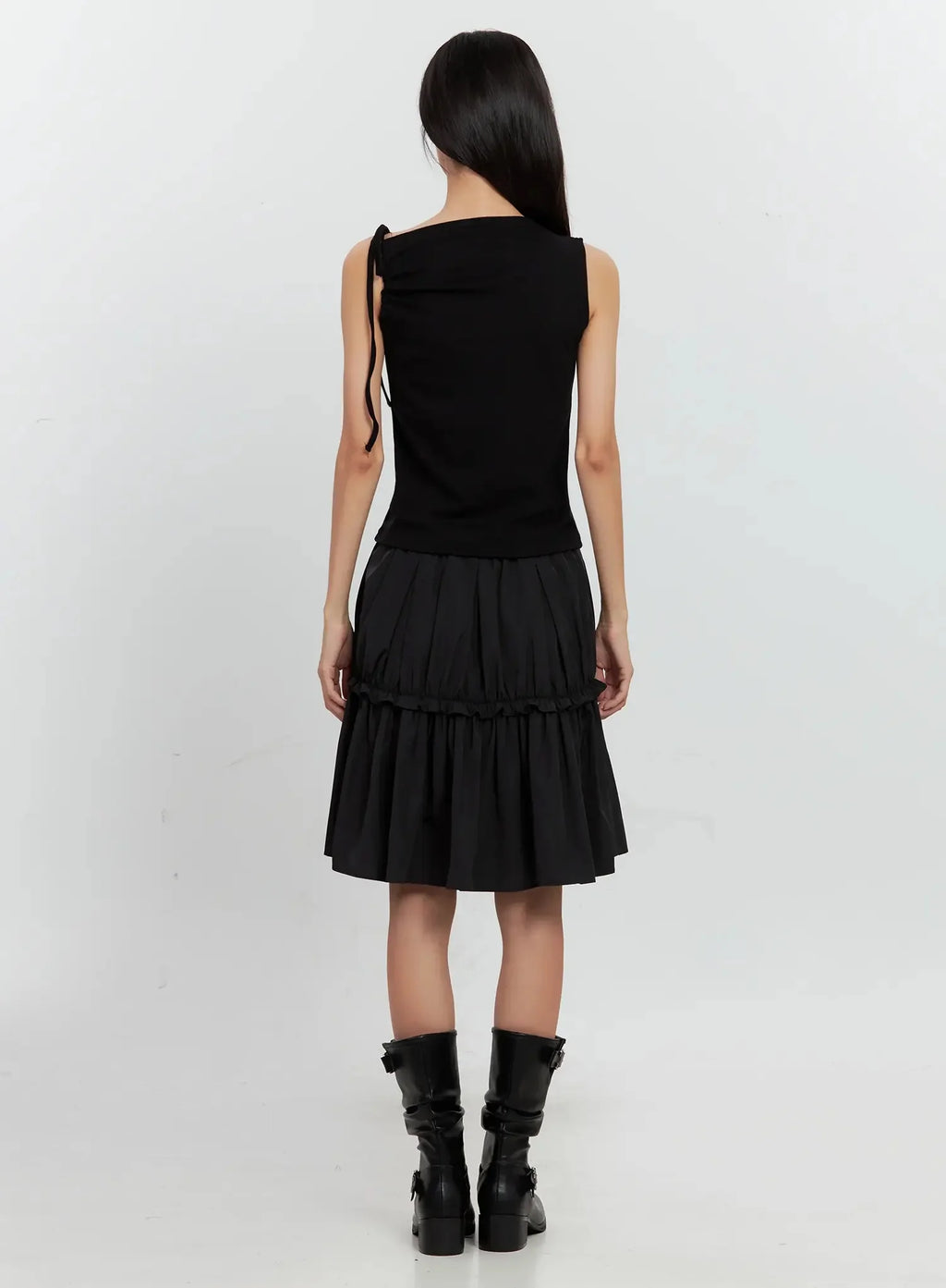 Pleated Nylon Midi Skirt IS516