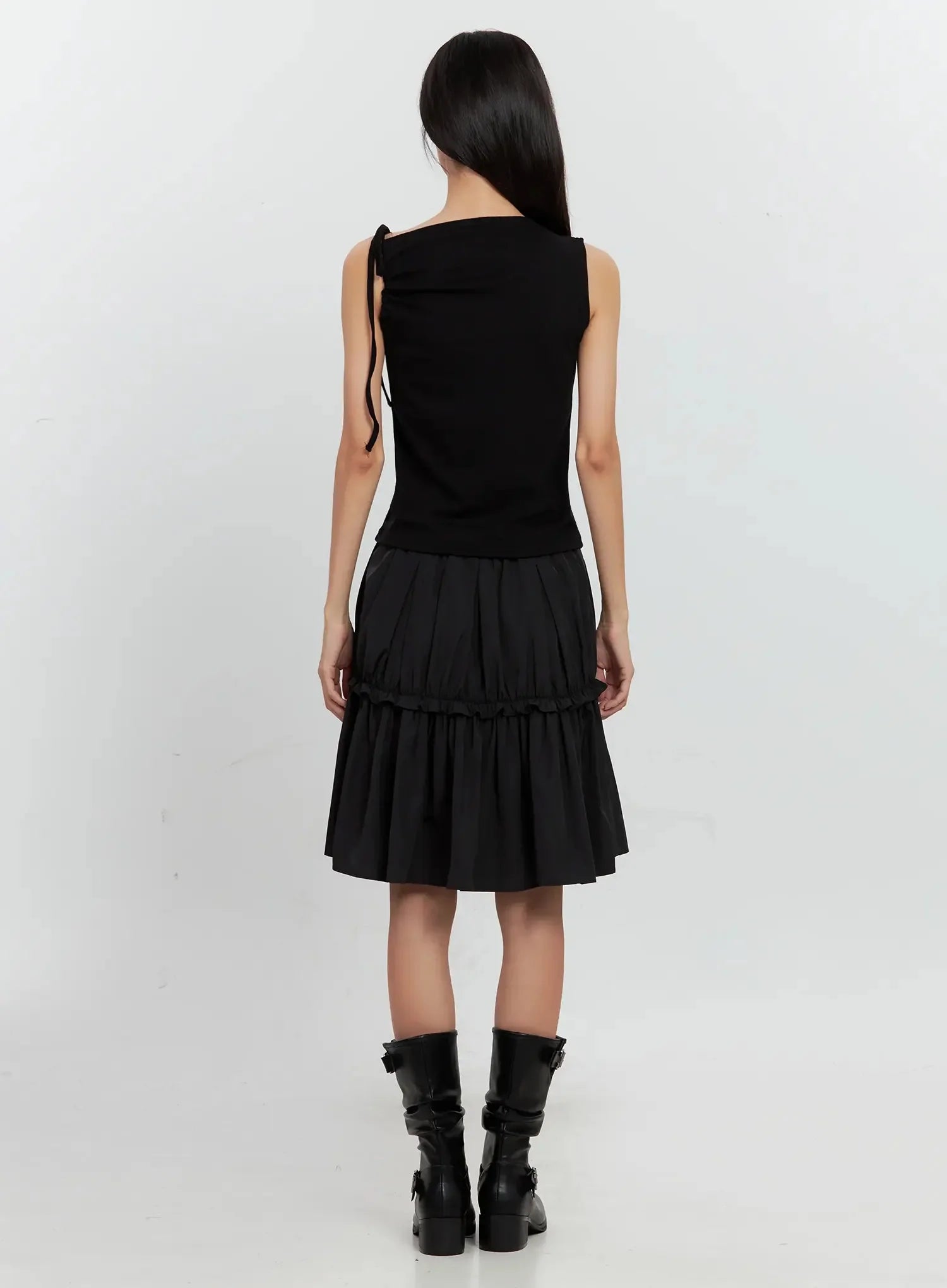 Pleated Nylon Midi Skirt IS516
