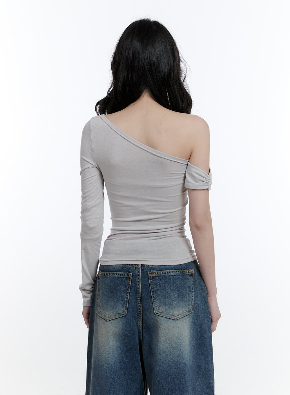 One-Shoulder Asymmetric Shirred Top CJ520