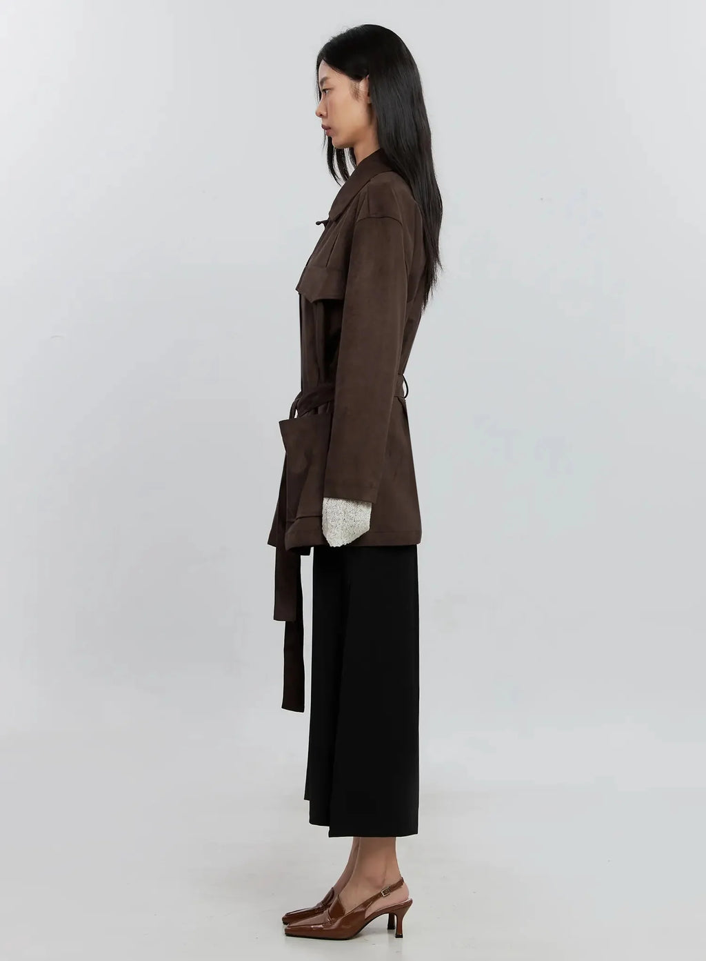 Suede-Style Button-Up Jacket IS515