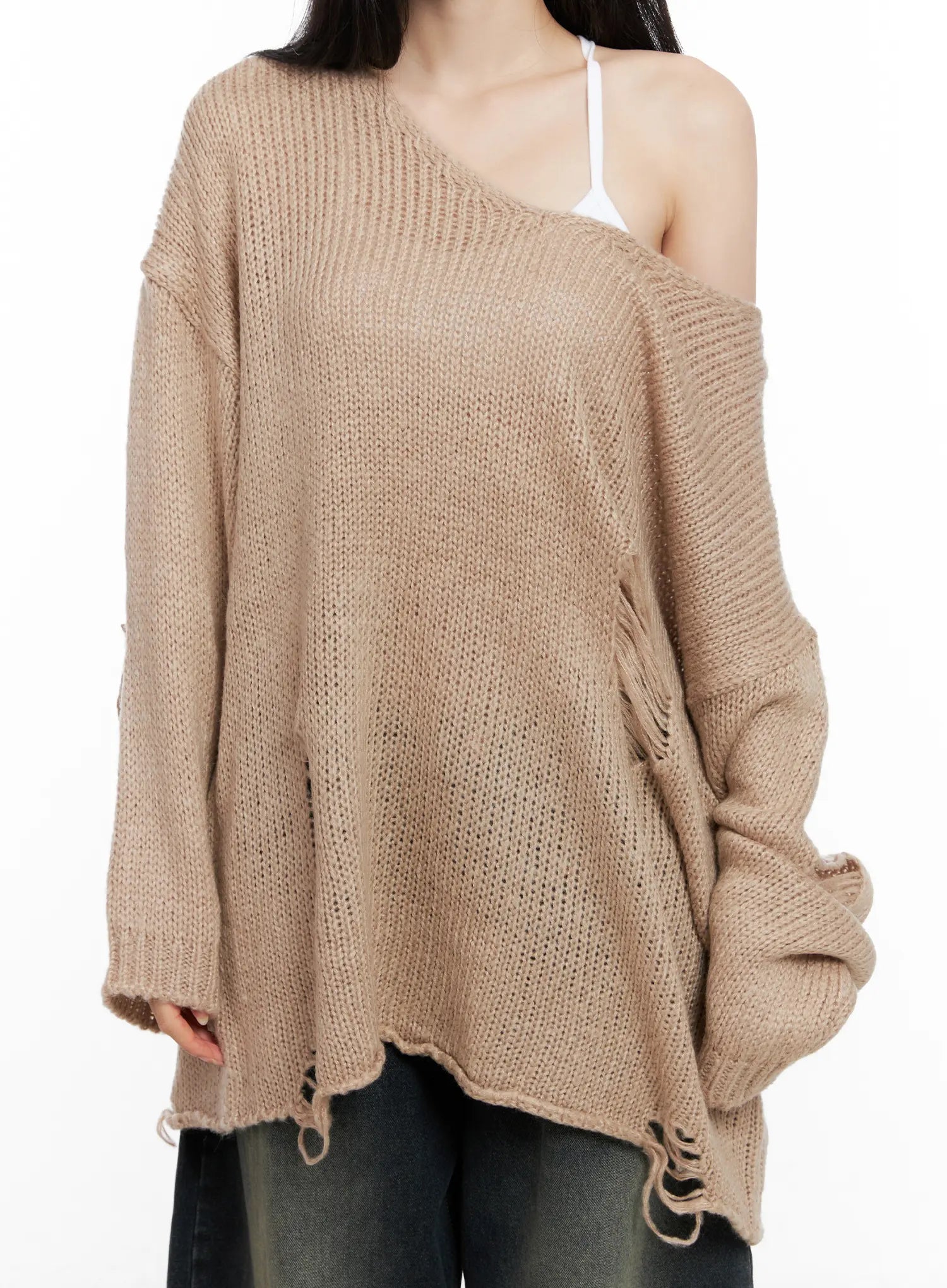 Distressed Loose Knit Sweater CG522