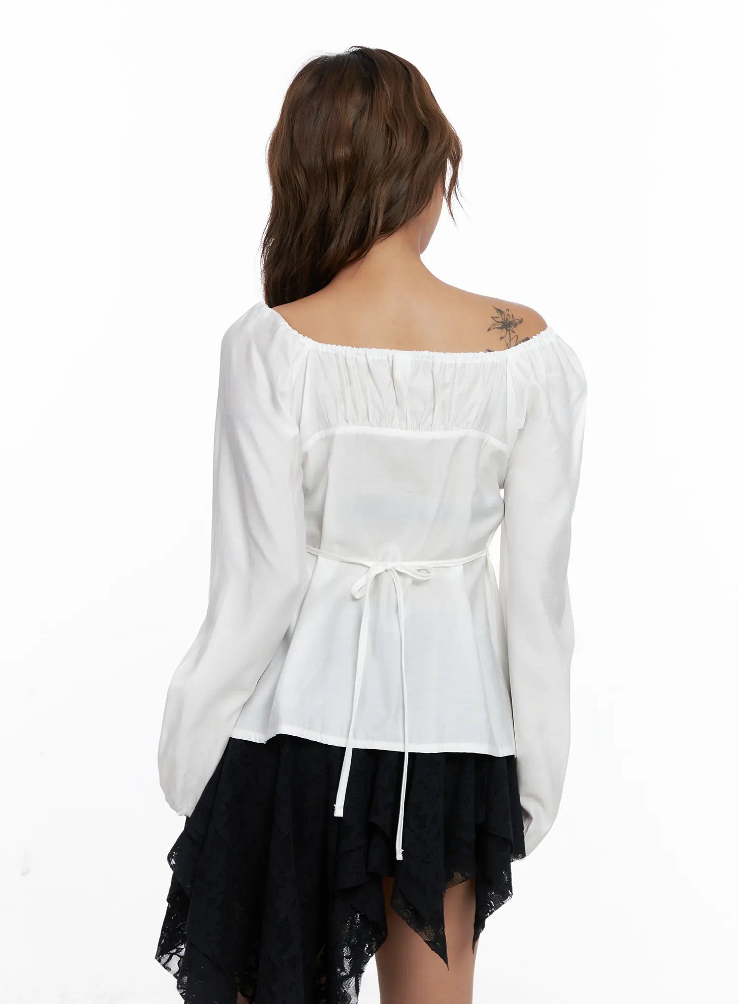 Off-Shoulder Button-Up Blouse CS522