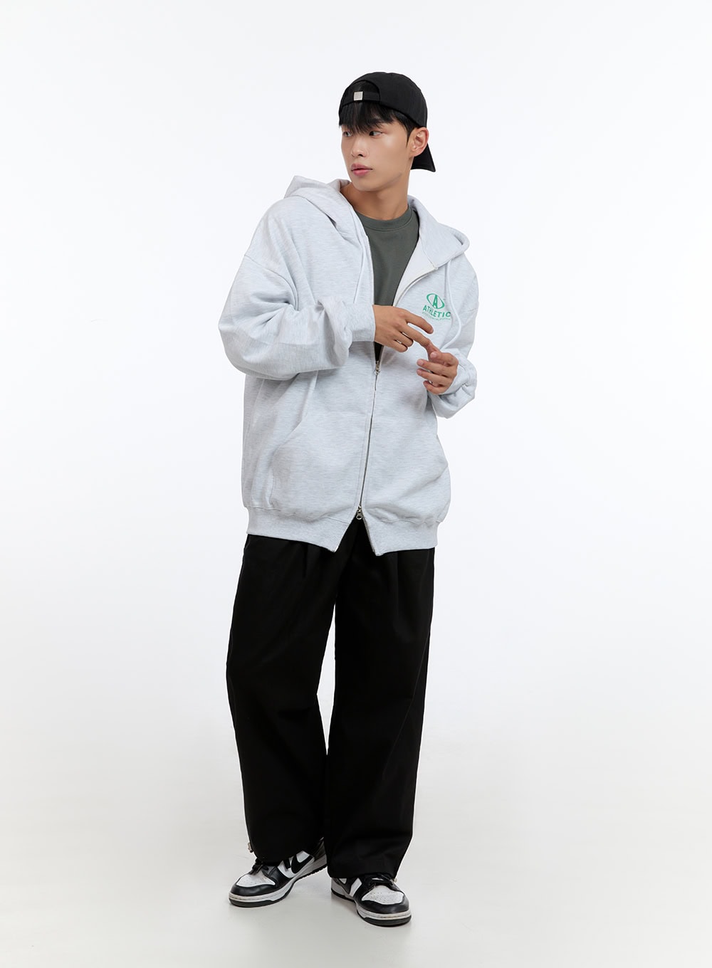 Men's Basic Cotton Long Sleeve T-Shirt (Dark Green) IS412