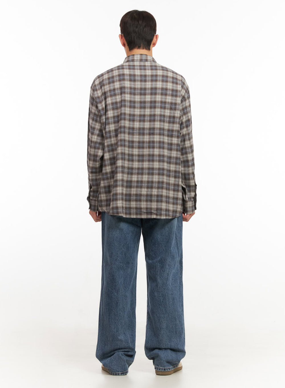 Men's Oversized Checkered Collar Shirt IF517