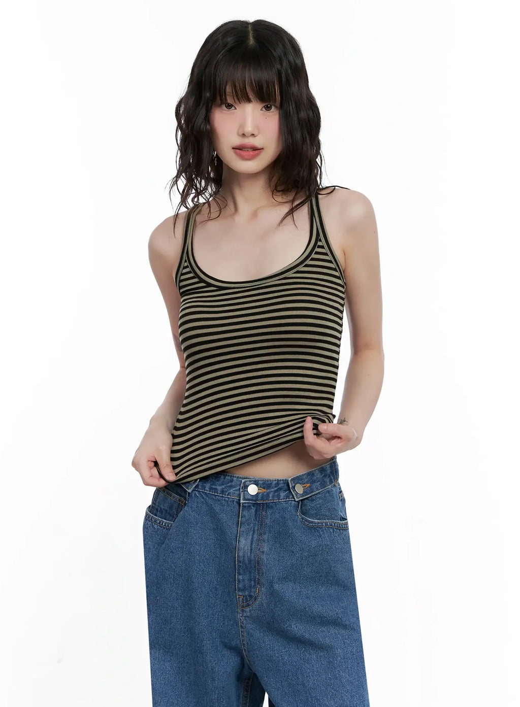 Striped U-Neck Tank Top IL528
