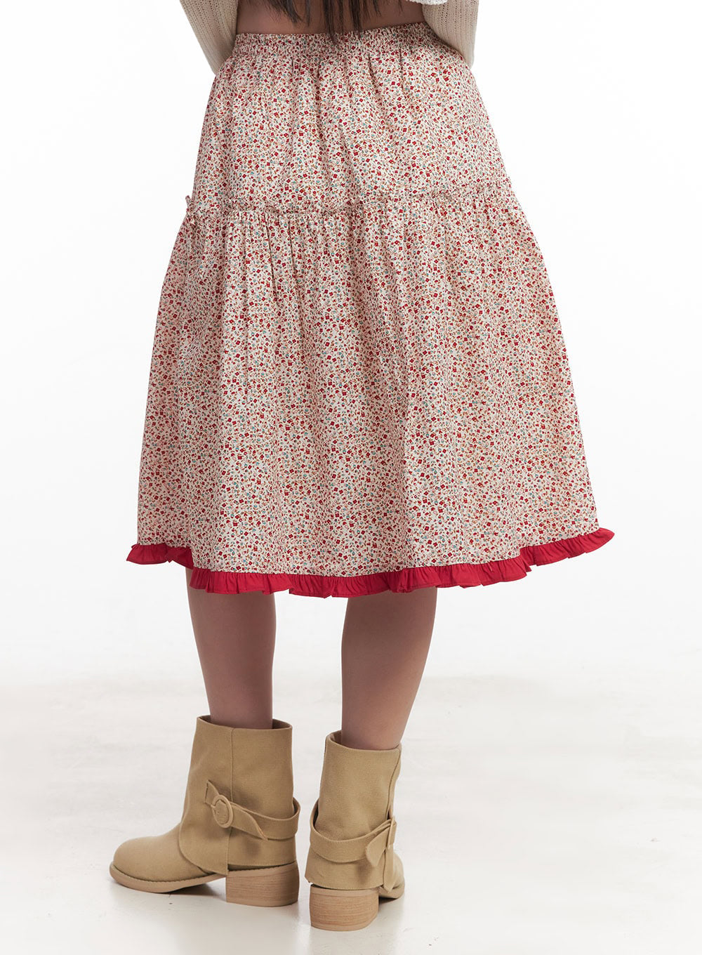 Picnic Floral Flare Midi Skirt IM528