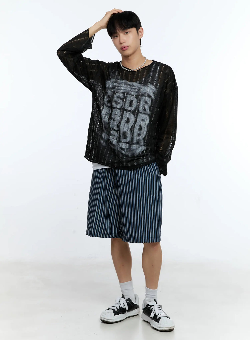 Men's Grunge Oversized Open Knit Sweater IG515
