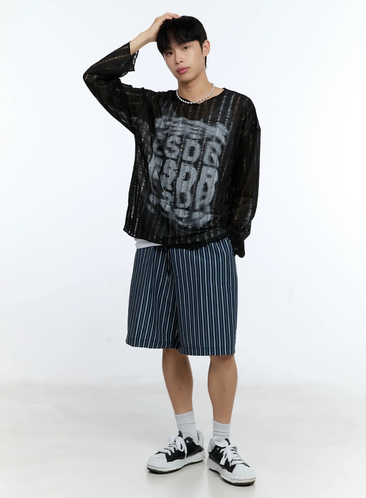 Men's Grunge Oversized Open Knit Sweater IG515