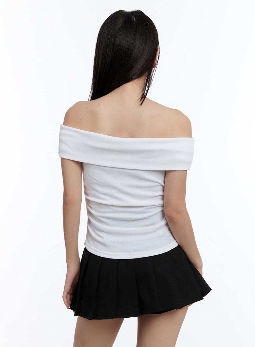 Ribbon Shirred Off-Shoulder Top IU503