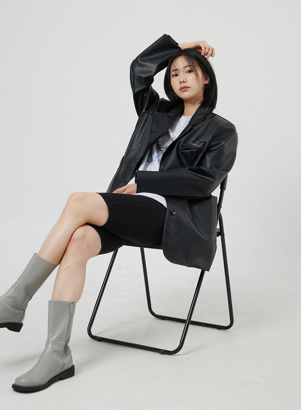 Faux Leather Oversized Jacket OM306