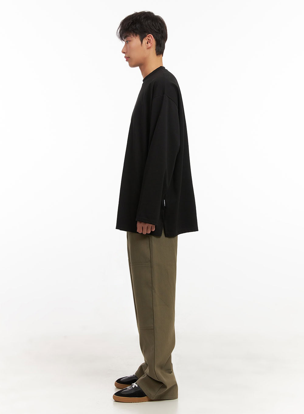 Men's Long-Sleeve Oversized Tee (Black) ID431