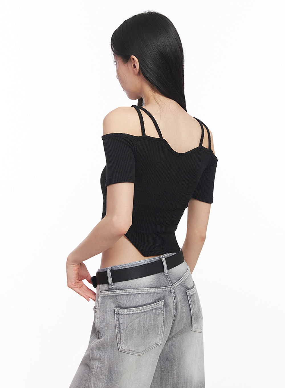 Strappy Off-Shoulder Crop Top IY516