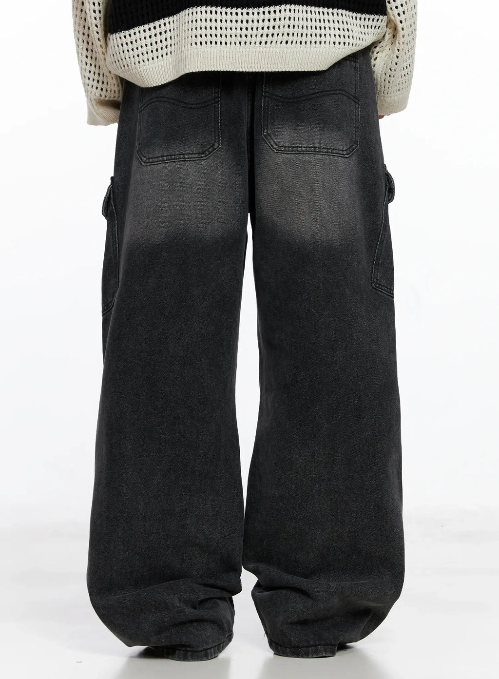 Men's Double Darted Cargo Wide-Leg Jeans IS509