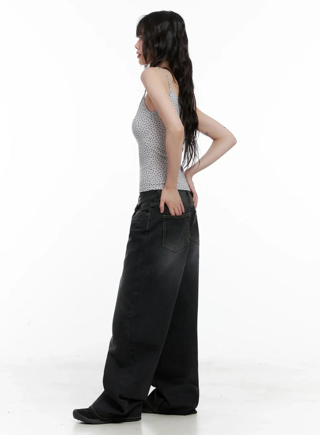IU Vintage Black Baggy Jeans IL528