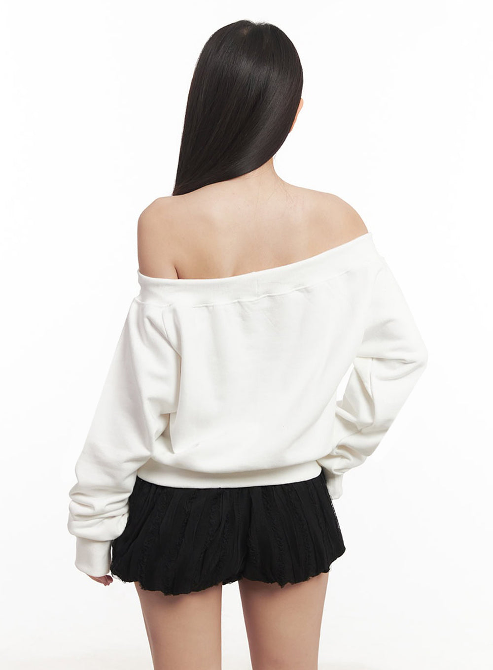 Faded Graphic Off-Shoulder String Sweatshirt IM528