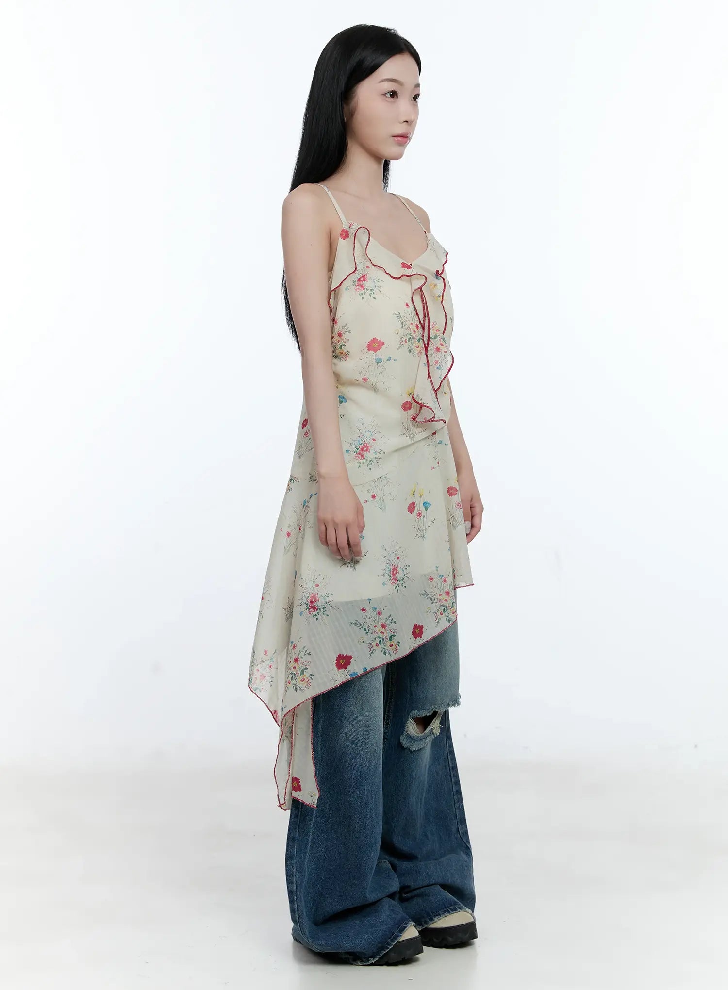 Gabi Distressed Semi-Flared Denim Jeans CG501