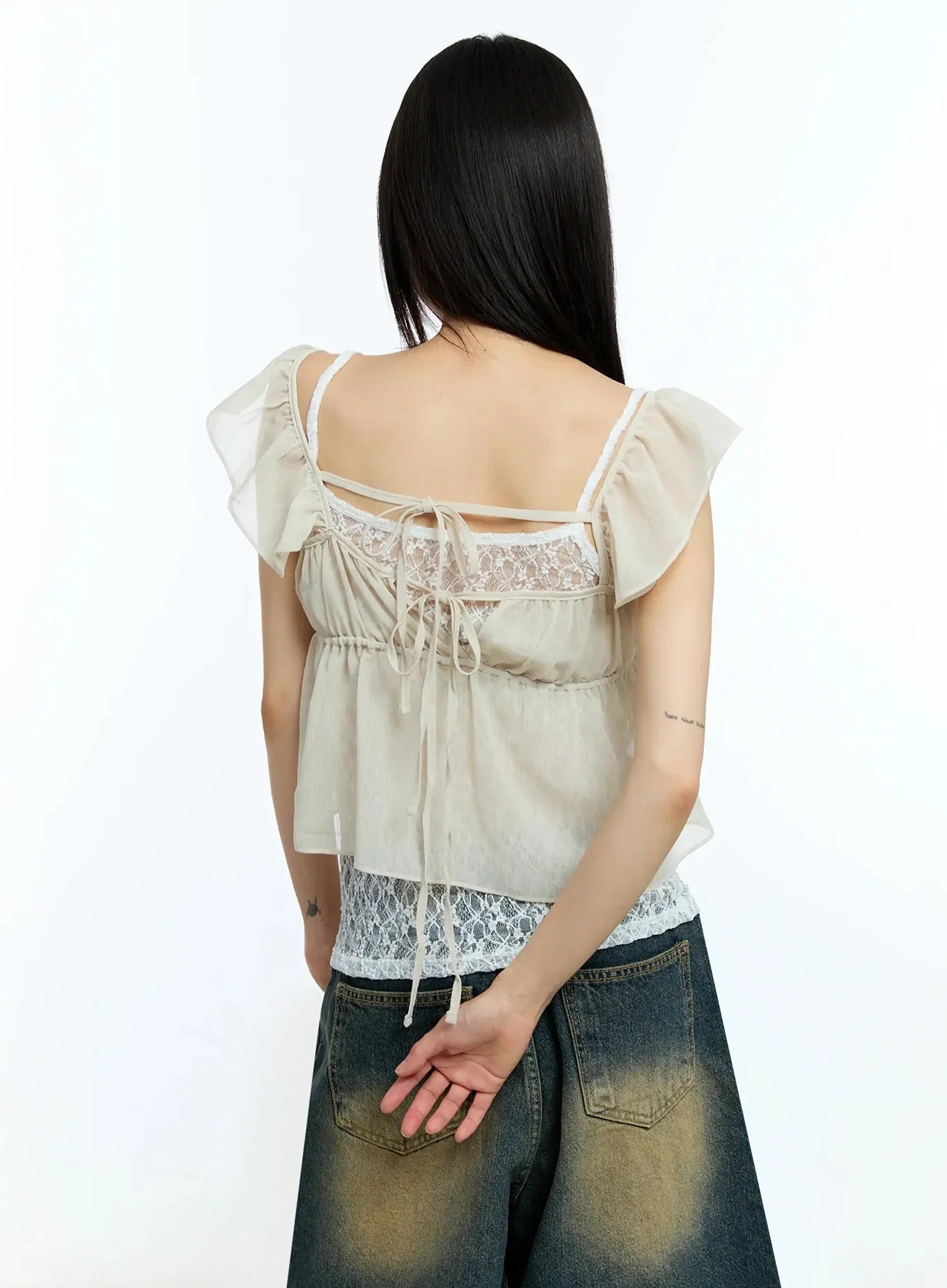 Square Neck Flared Crop Top IU523