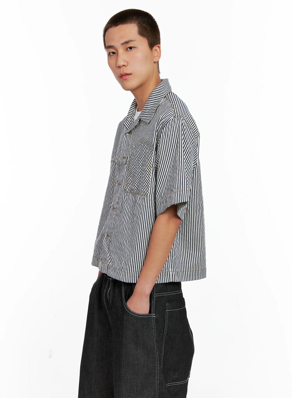 Men's Striped Cropped Jacket IG508