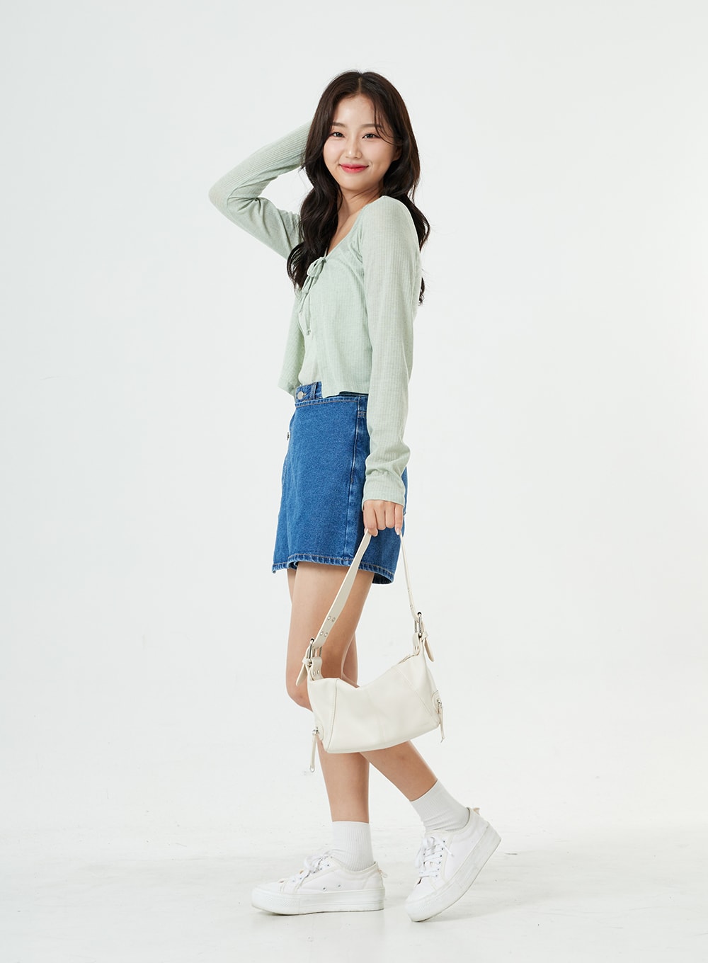 Button Wrap Cotton Denim Shorts BG25