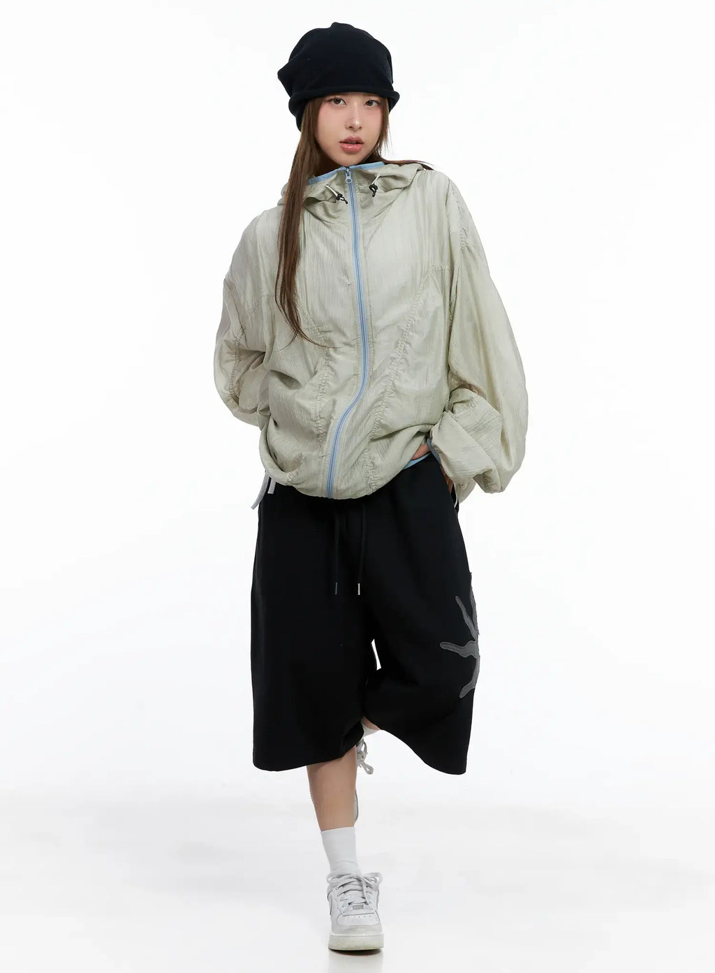 Oversized Ruched Windbreaker CL511