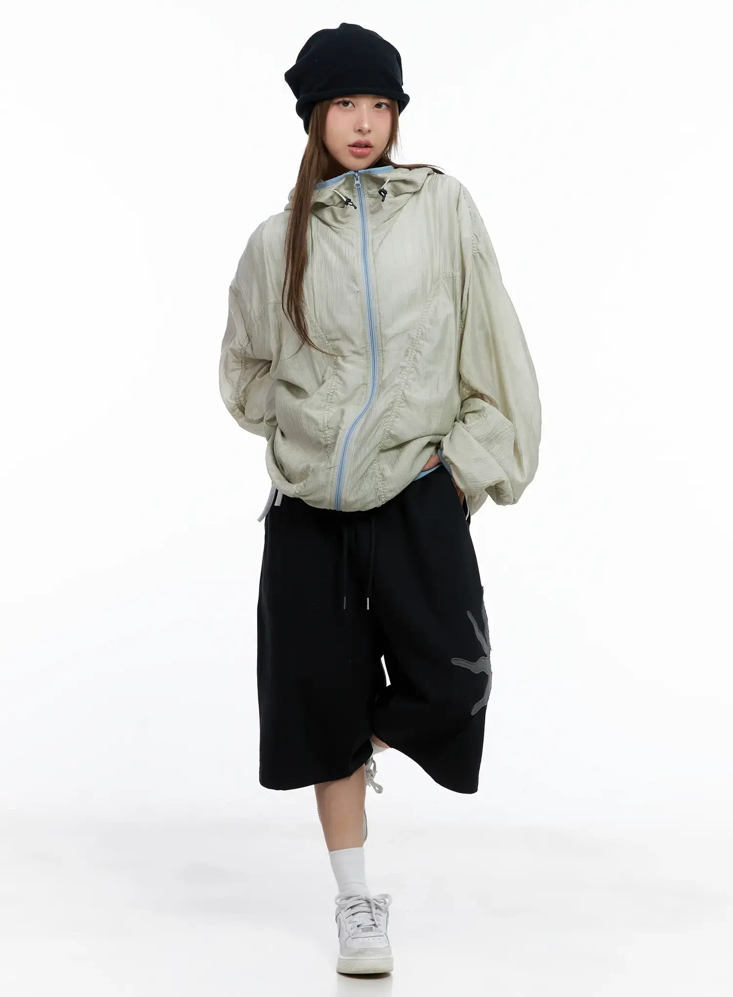 Oversized Ruched Windbreaker CL511