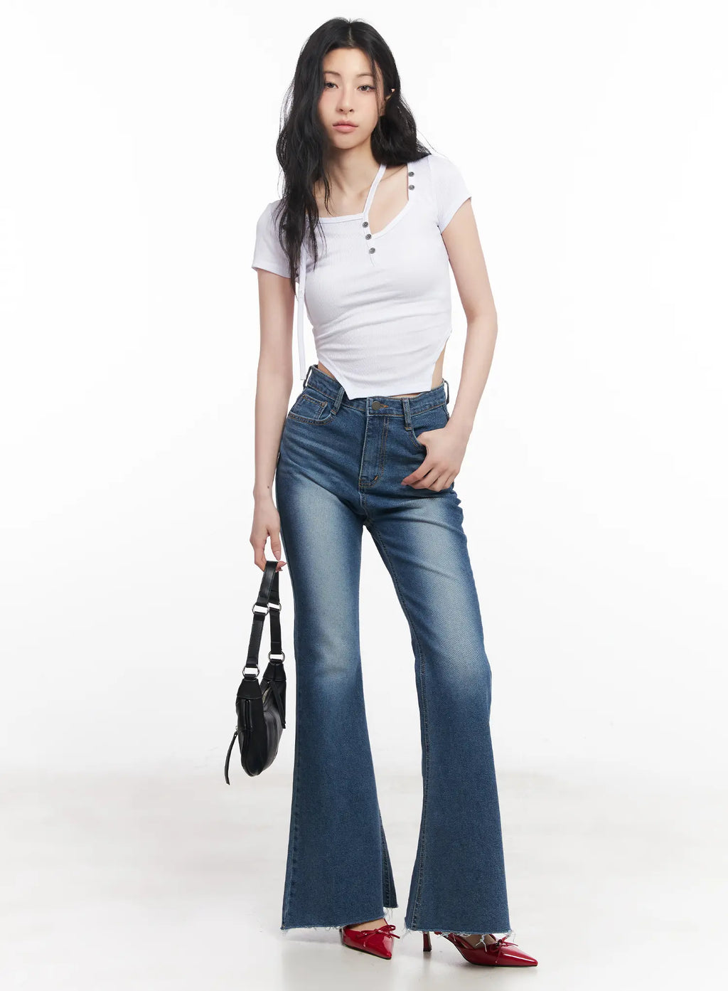 Asymmetric Cut-Out Slim-Fit Top CU511