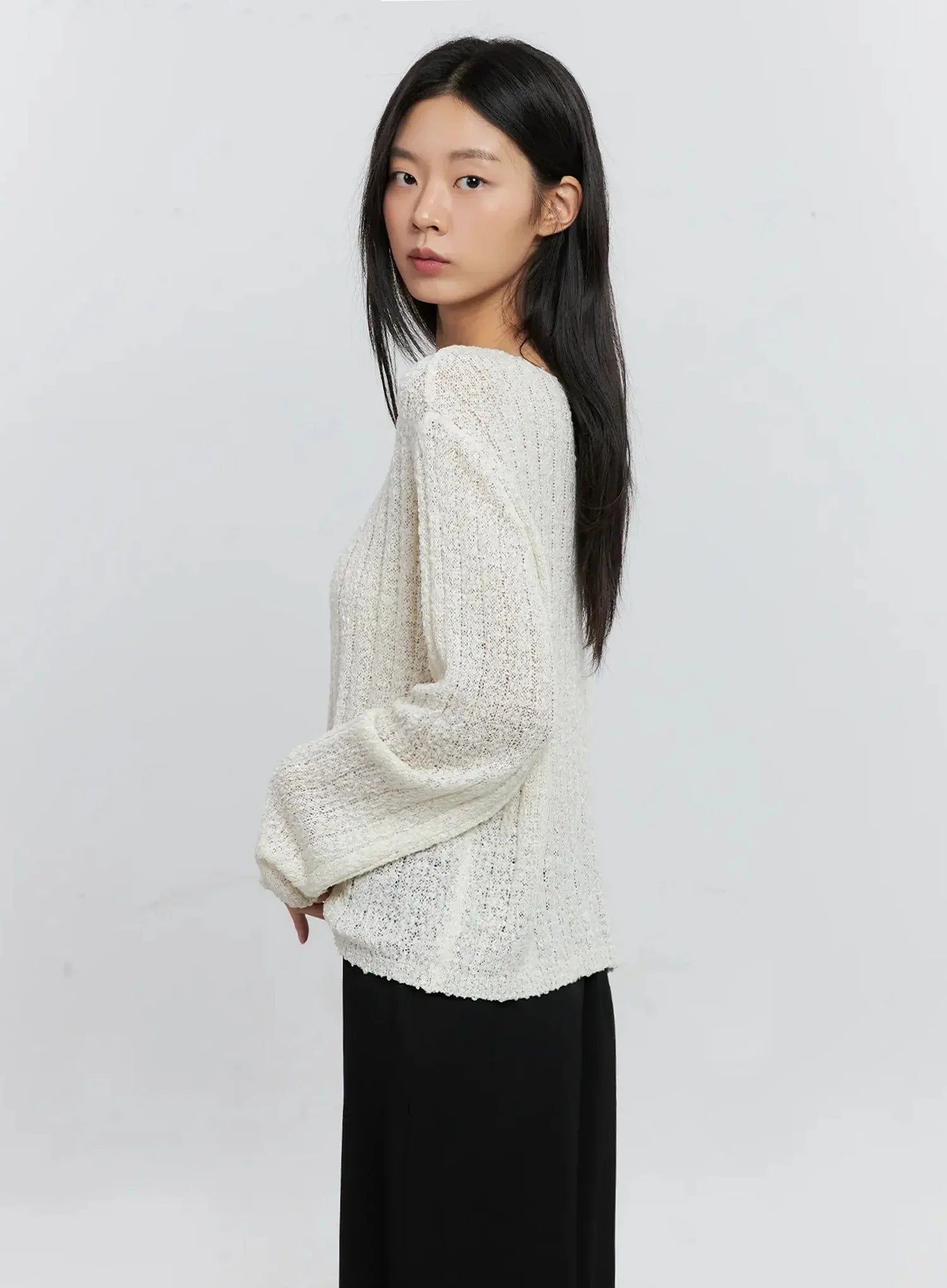 Cozy Boatneck Long Sleeve Sweater IS515