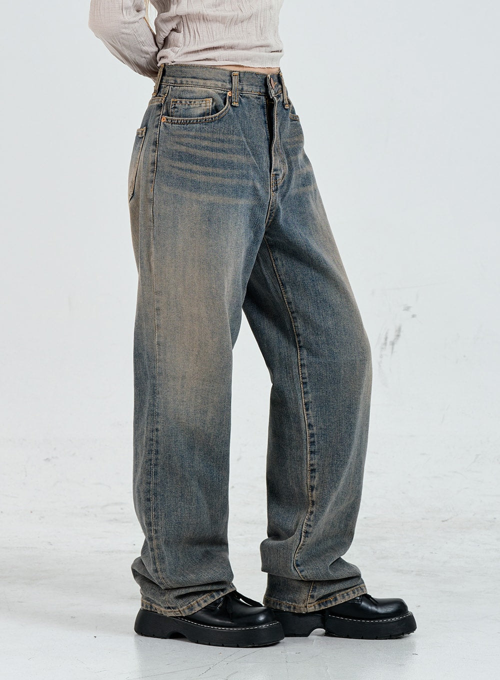 Vintage Washing Wide Pants Unisex CO11