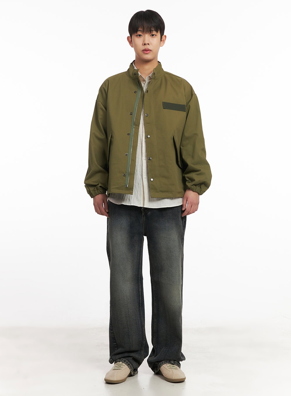 Men's Buttoned Zip-Up Coat IM514