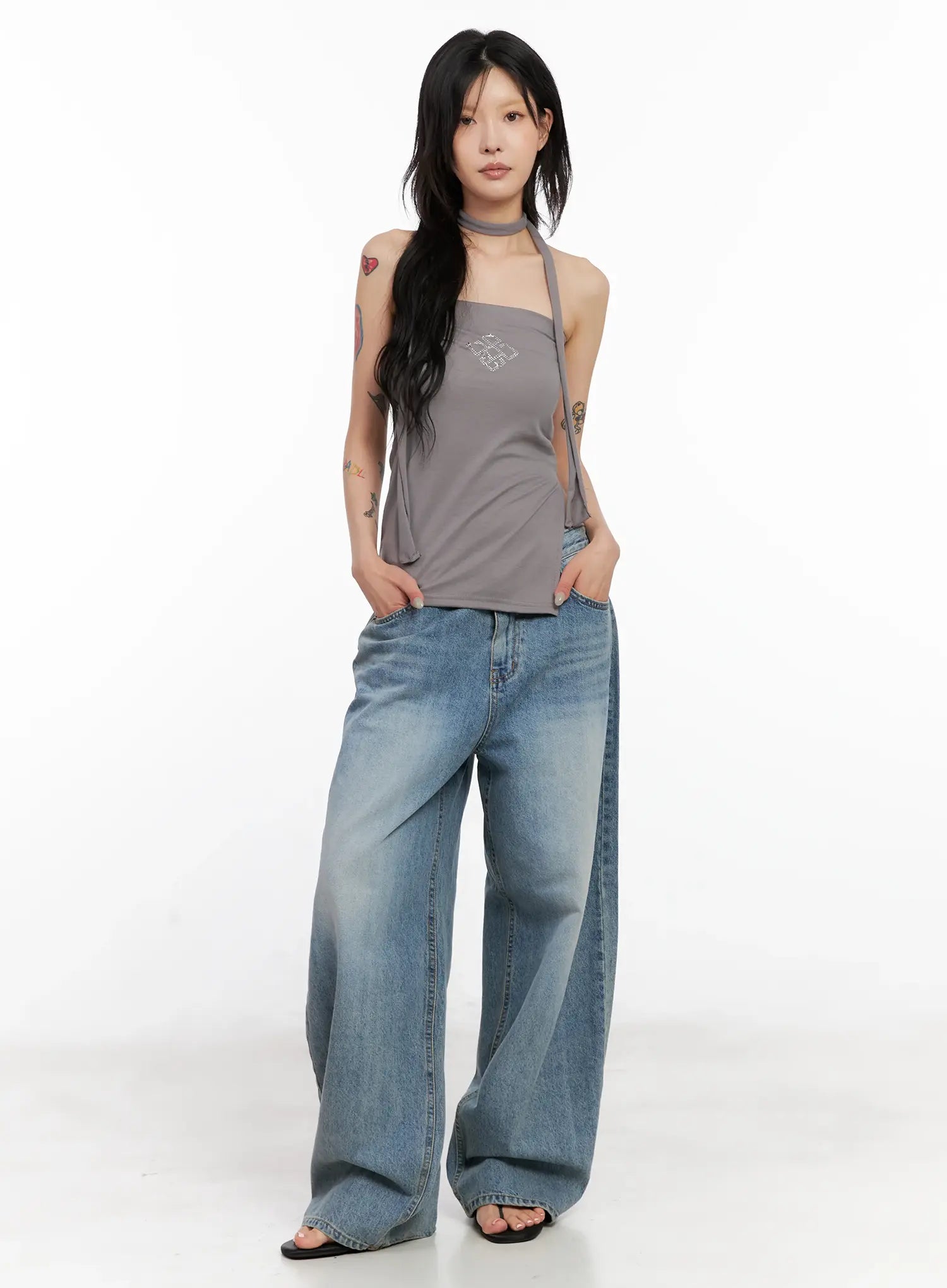 Koko Vintage-Wash Baggy Jeans CL528