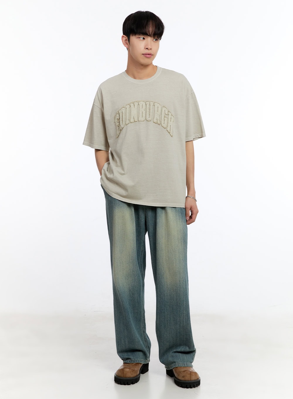 Men's Patch Washed Oversize T-Shirt IY529
