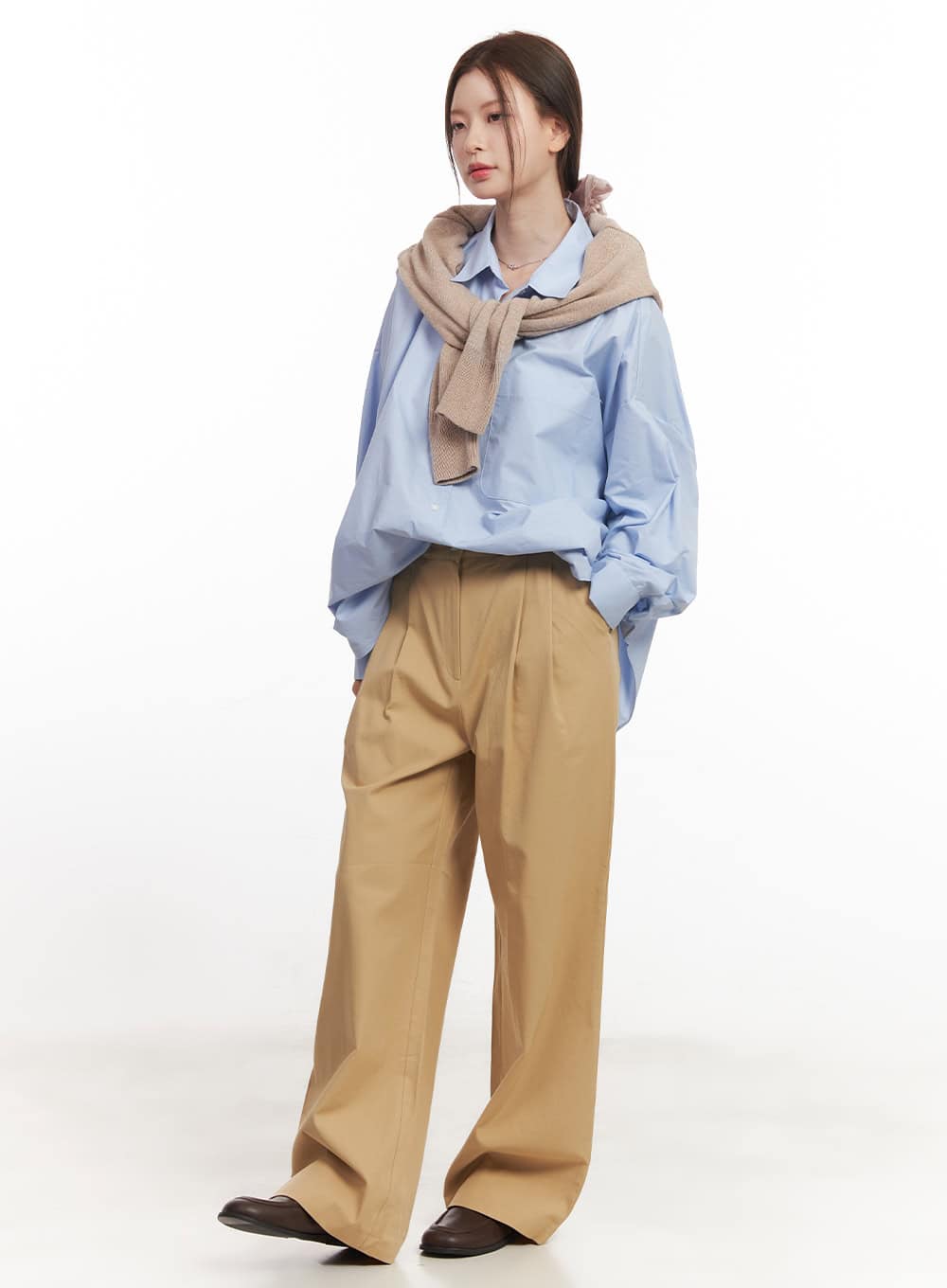 Pintuck Cotton Tailored Trousers CA502