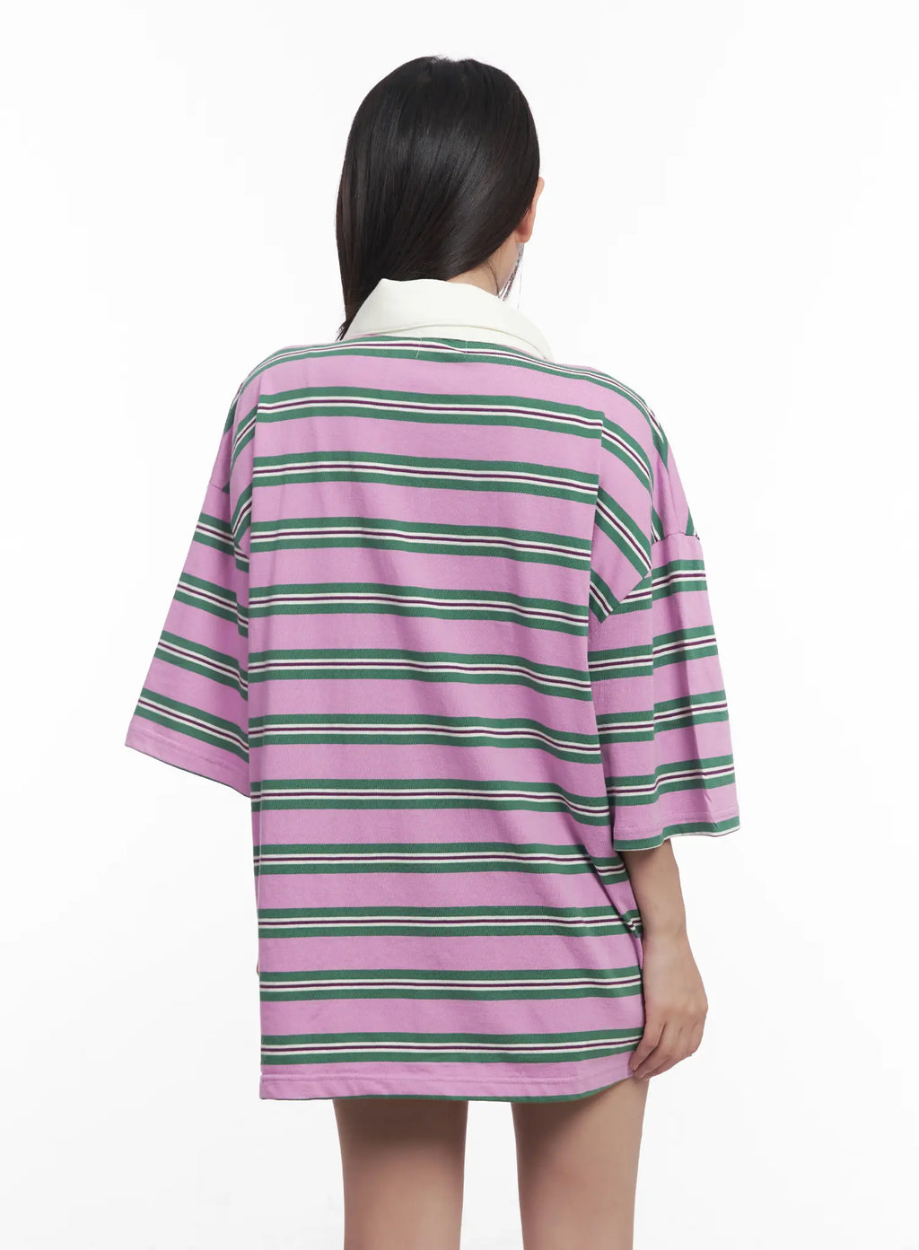Oversized Striped Polo Shirt CU517