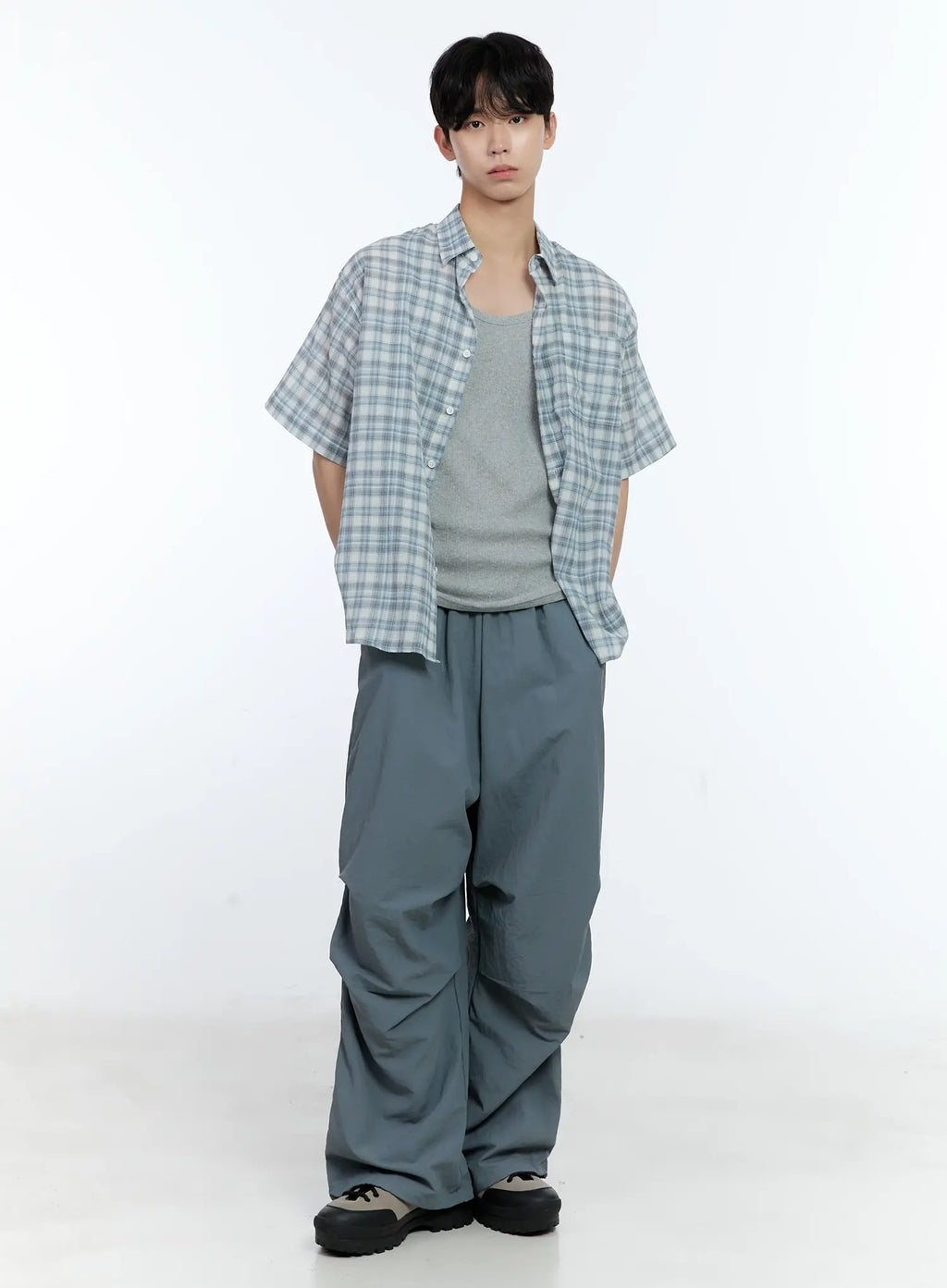 Men's Checkered Button-Up Shirt IG501