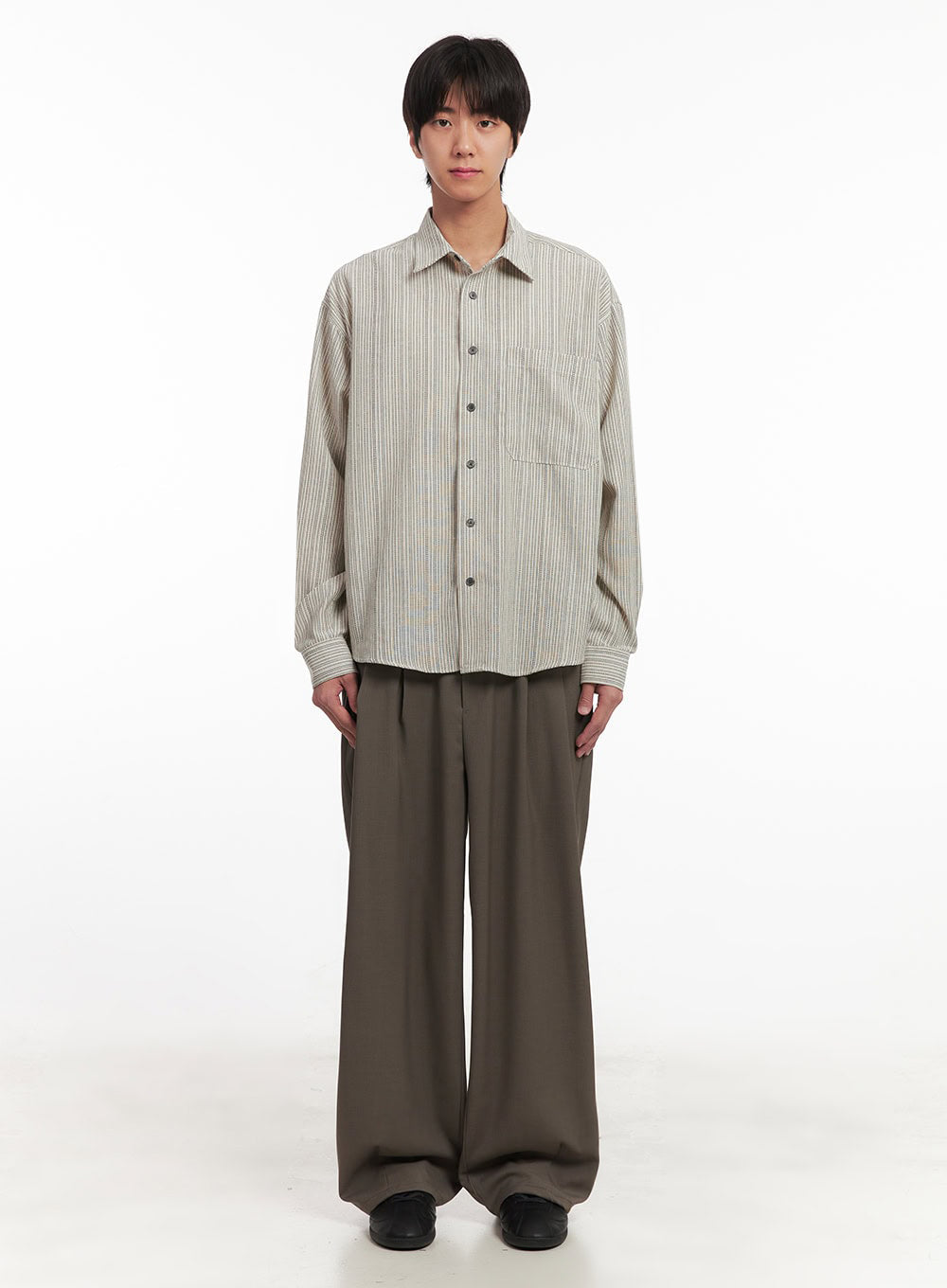 Men's Pintuck Wide-Leg Slacks IA510