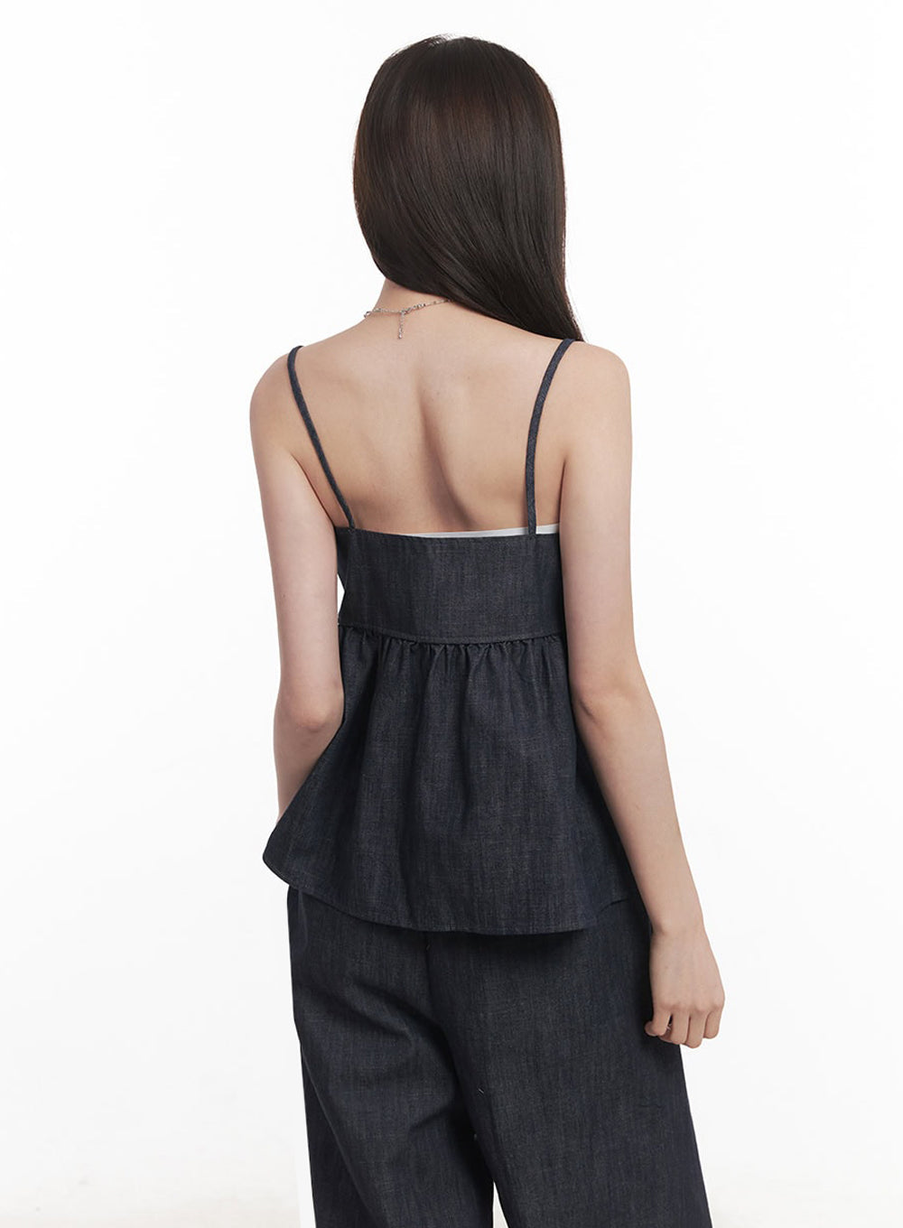 Cotton Flare V-Neck Denim Cami Top IY509