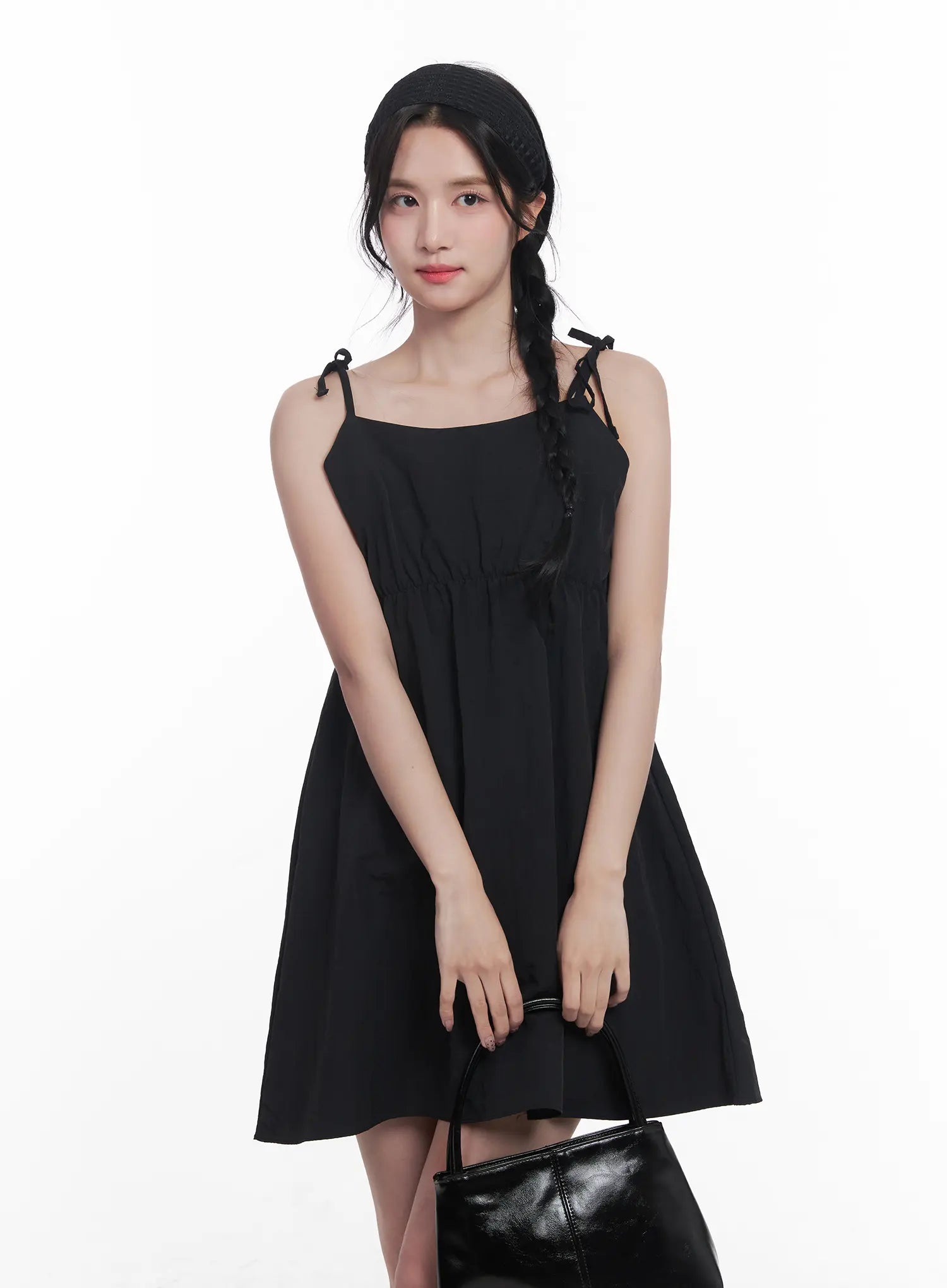 Flared Ribbon-Tie Mini Dress CU525