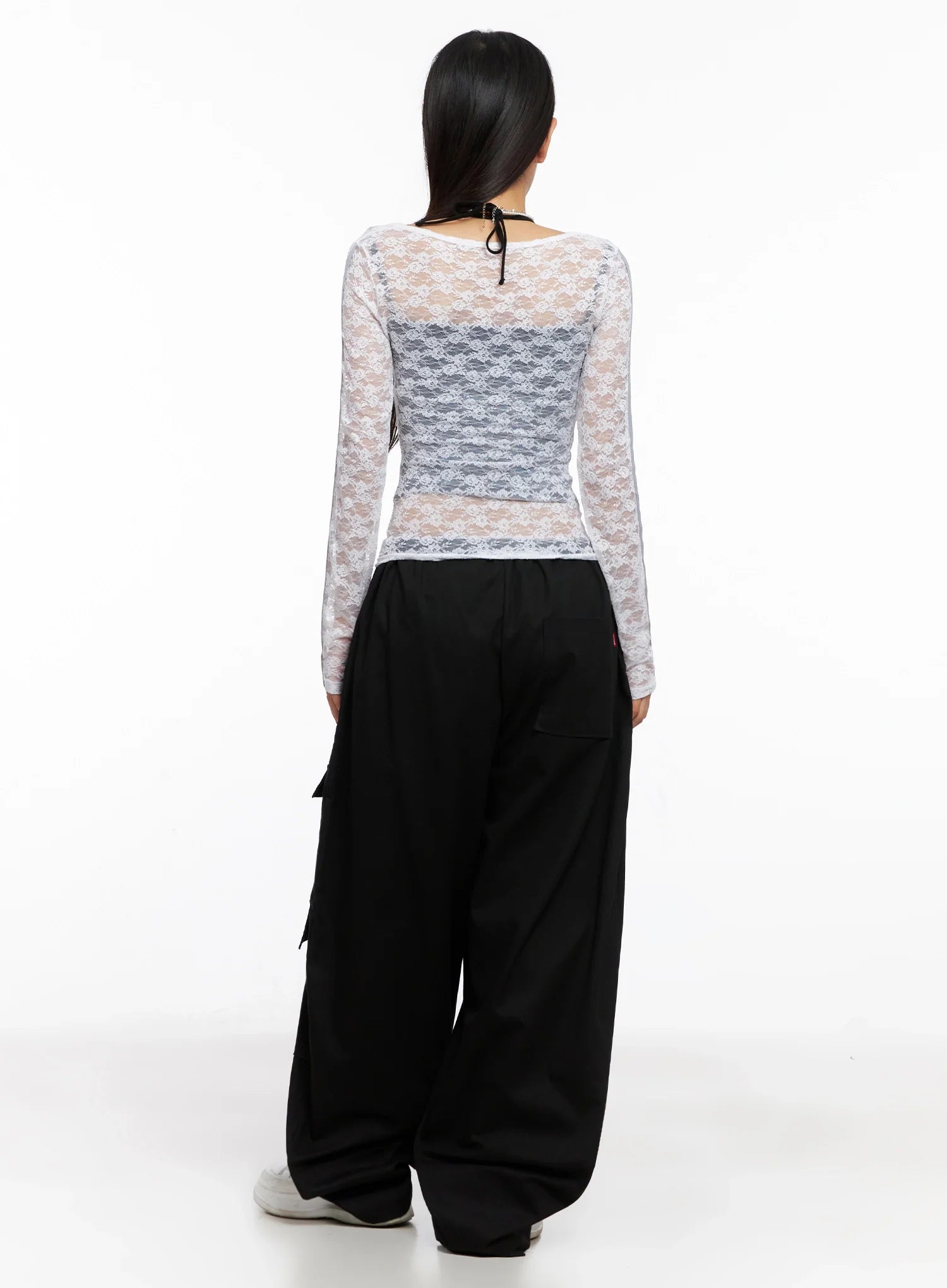 Lace Overlay Scoop Neck Top IG527