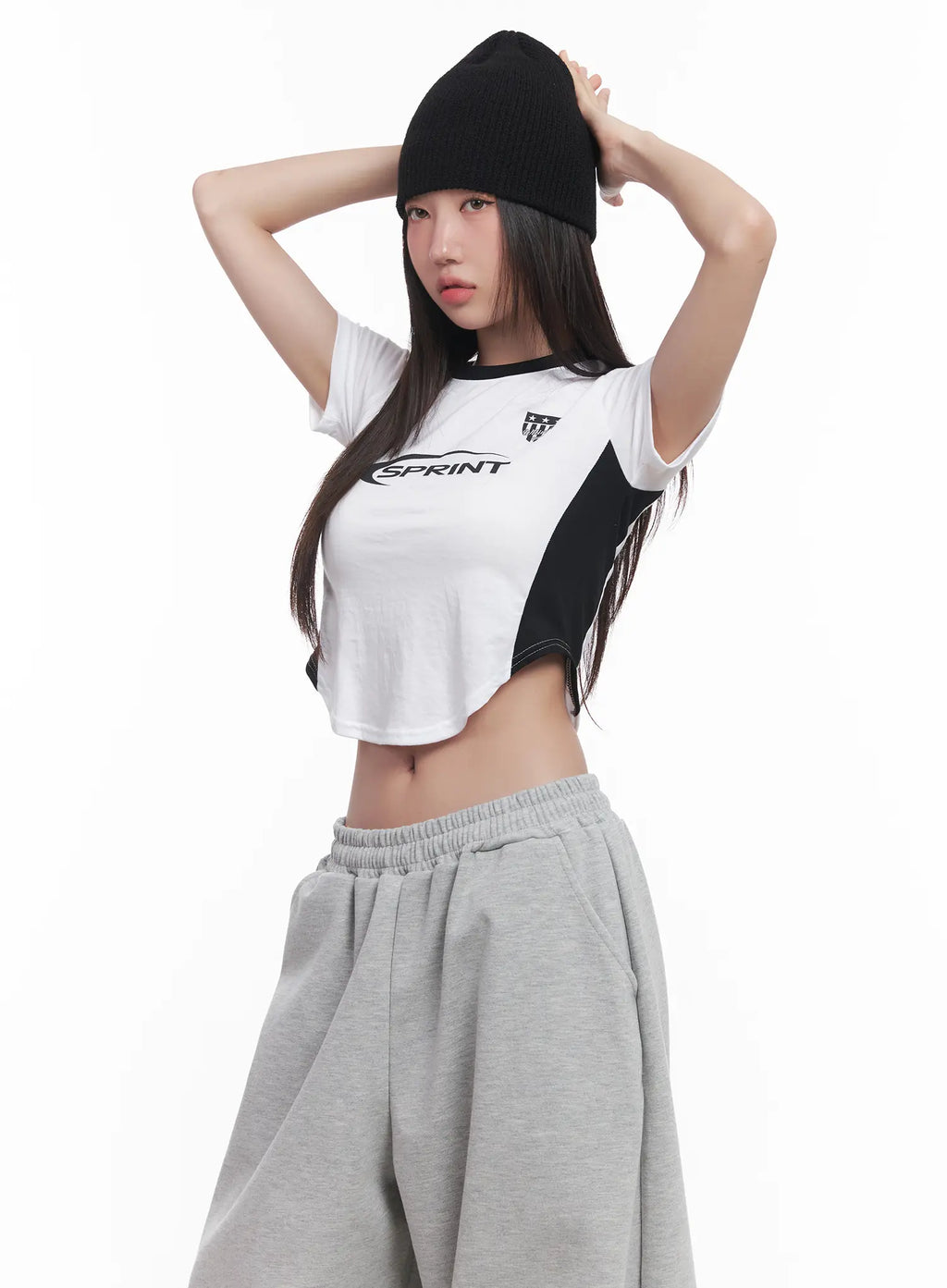 Two-Tone Graphic Crop Top CU517