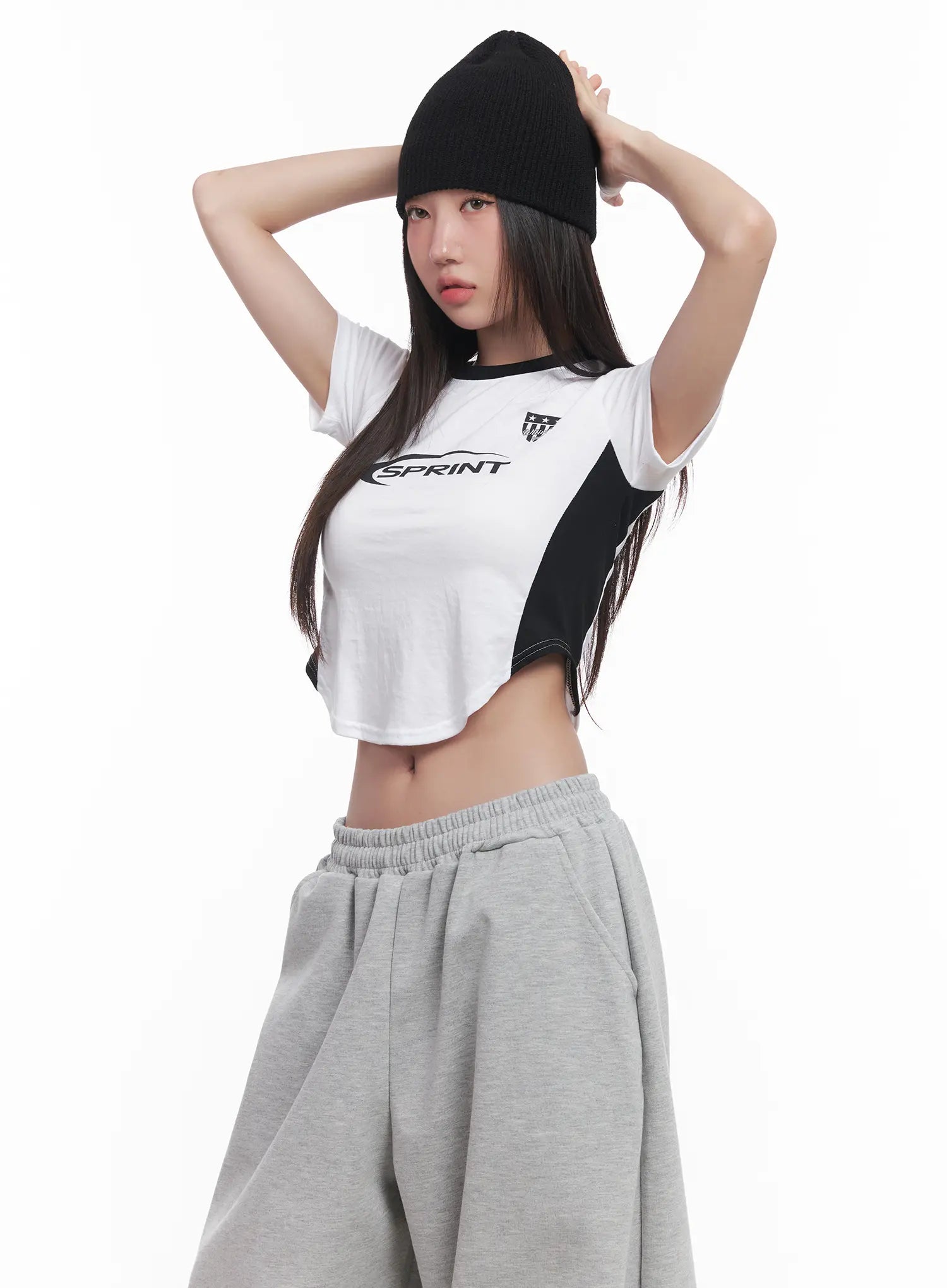 Two-Tone Graphic Crop Top CU517