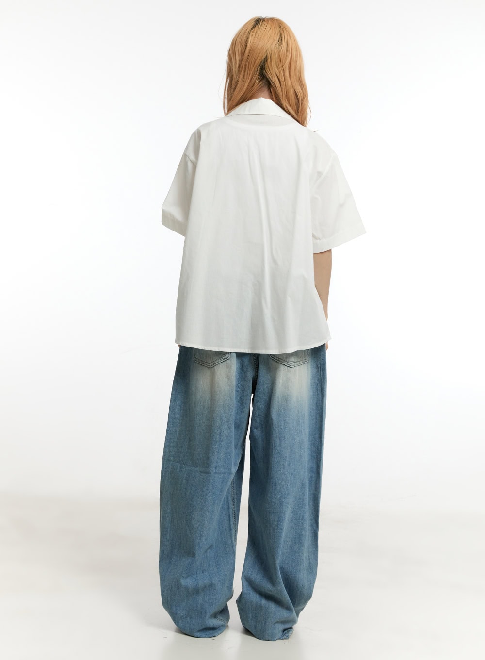 Oversized Collared Short Sleeve Shirt CY505