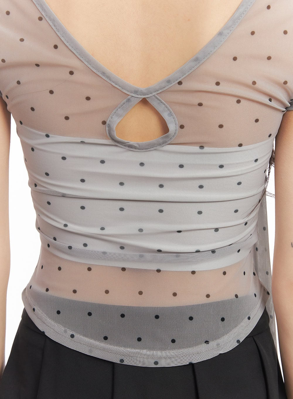 Sheer Polkadot Crop Top with Scarf CA522