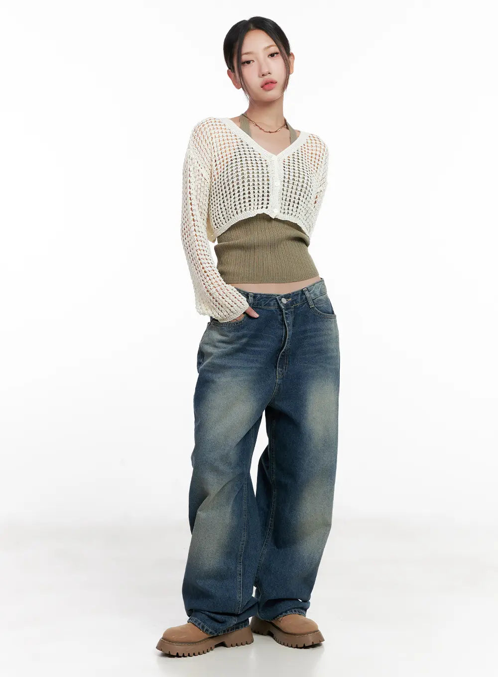 Daeun Washed Wide-Leg Denim Jeans CL521