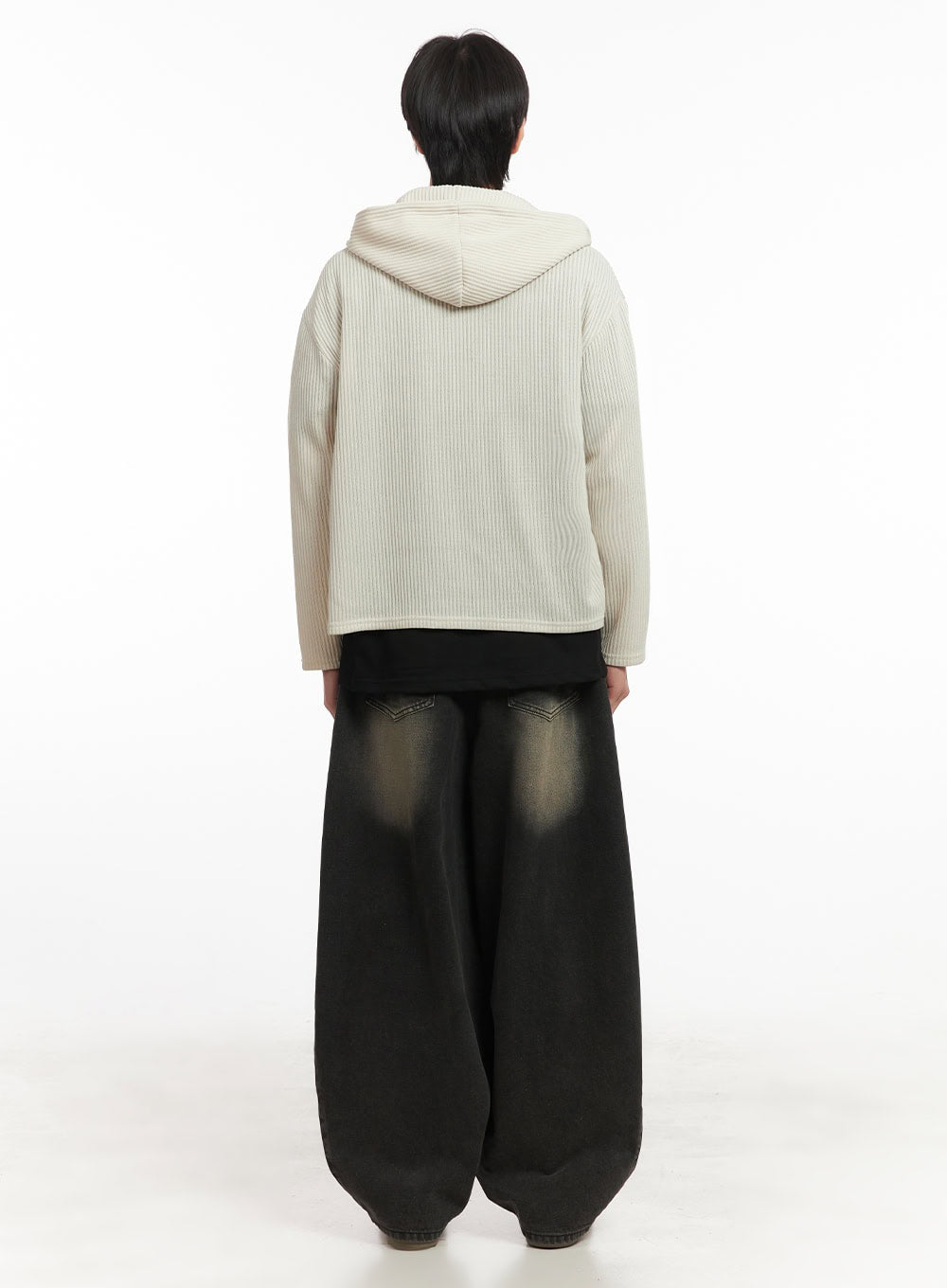 Men's Ribbed Knit Graphic Hooded Jacket IA511