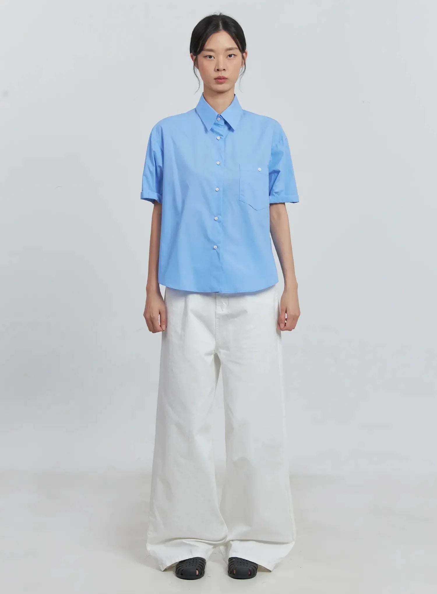 Roll-Up Short-Sleeve Collared Shirt IU512