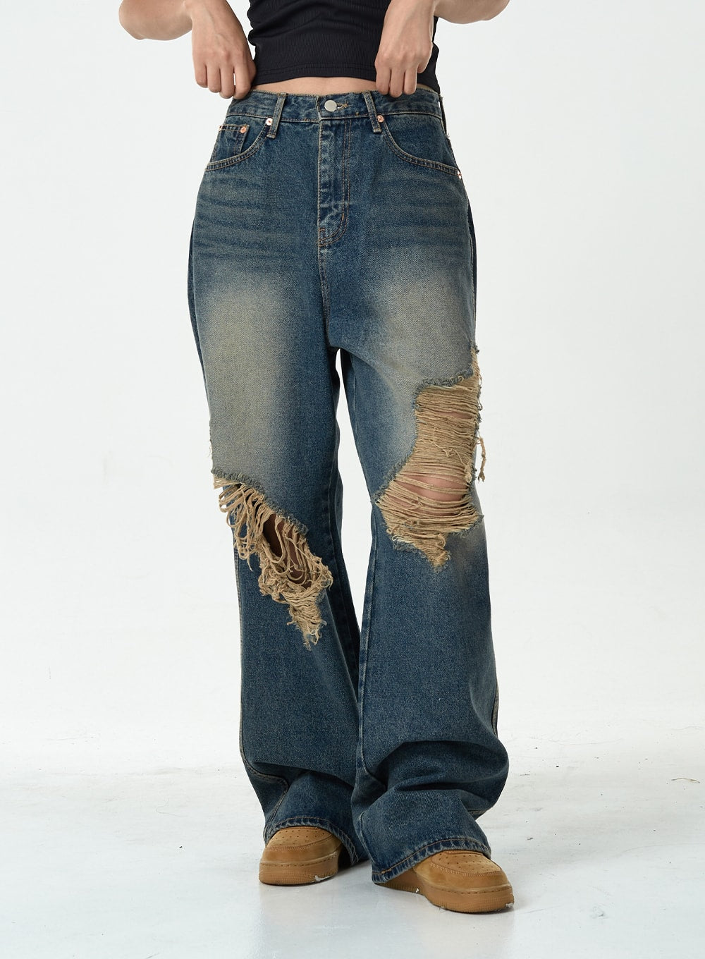Ripped Wide Denim Pants CG10