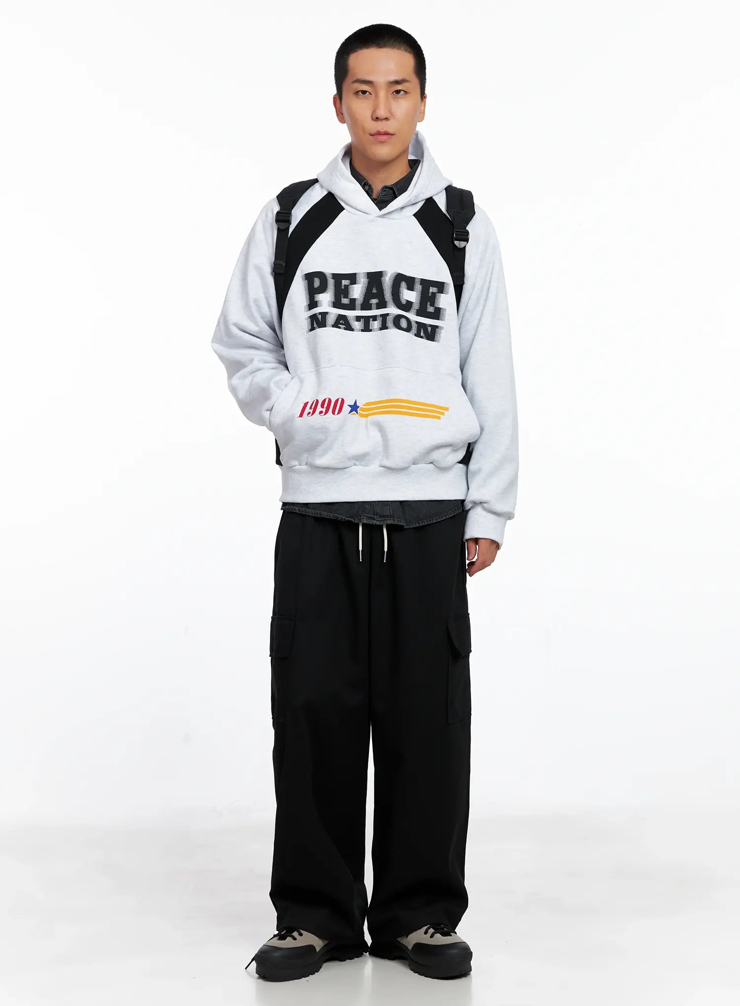 Men's Raglan Graphic High Neck Hoodie IS510