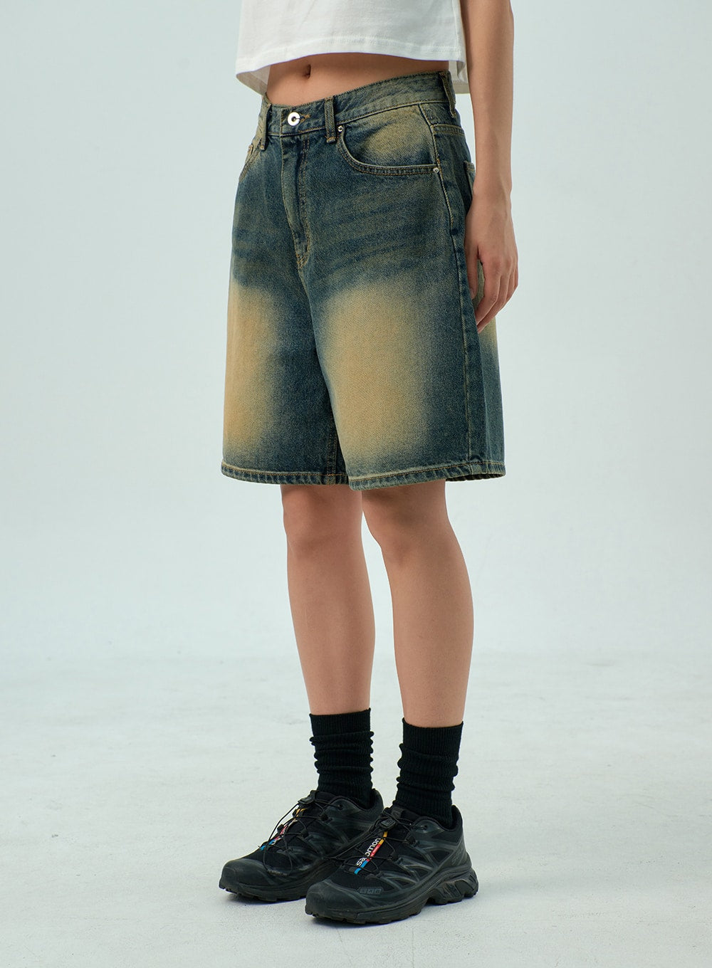 Wide Bermuda Denim Pants CY330