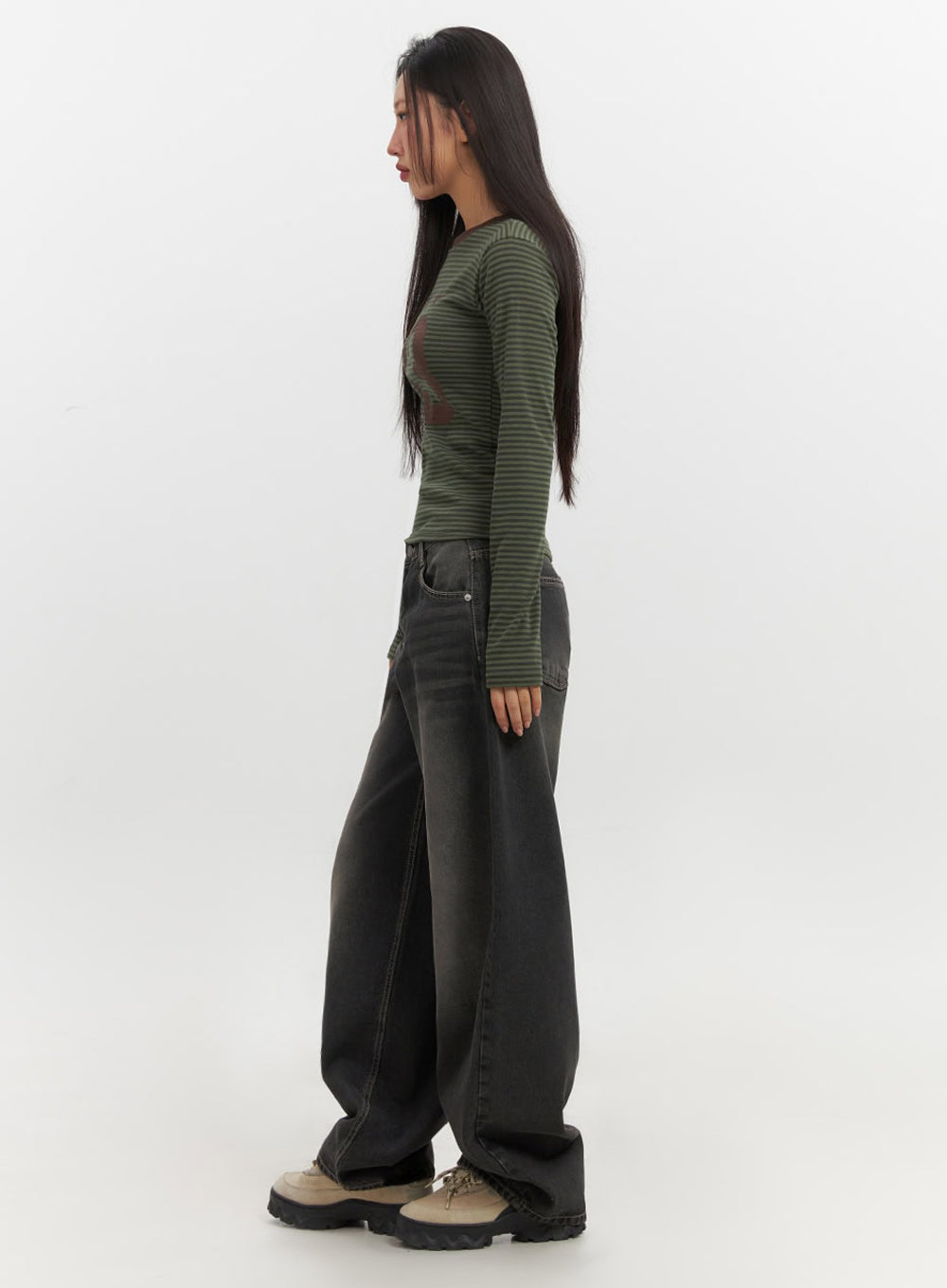 Skyla Washed Wide-Leg Baggy Jeans IF511