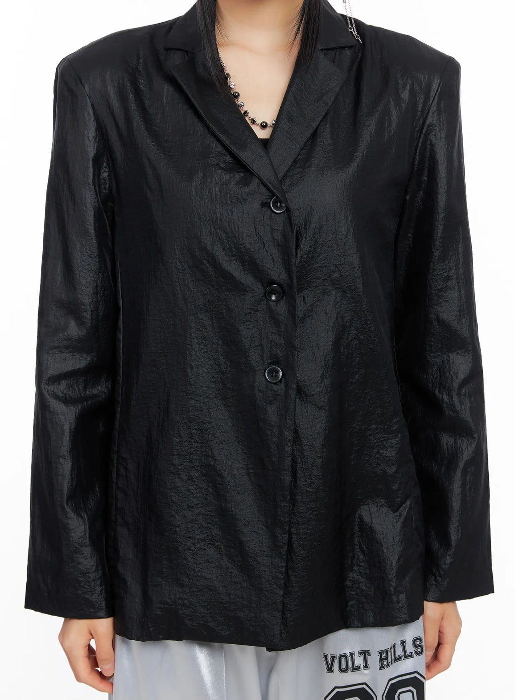 Black Nylon Slim Fit Jacket CS511